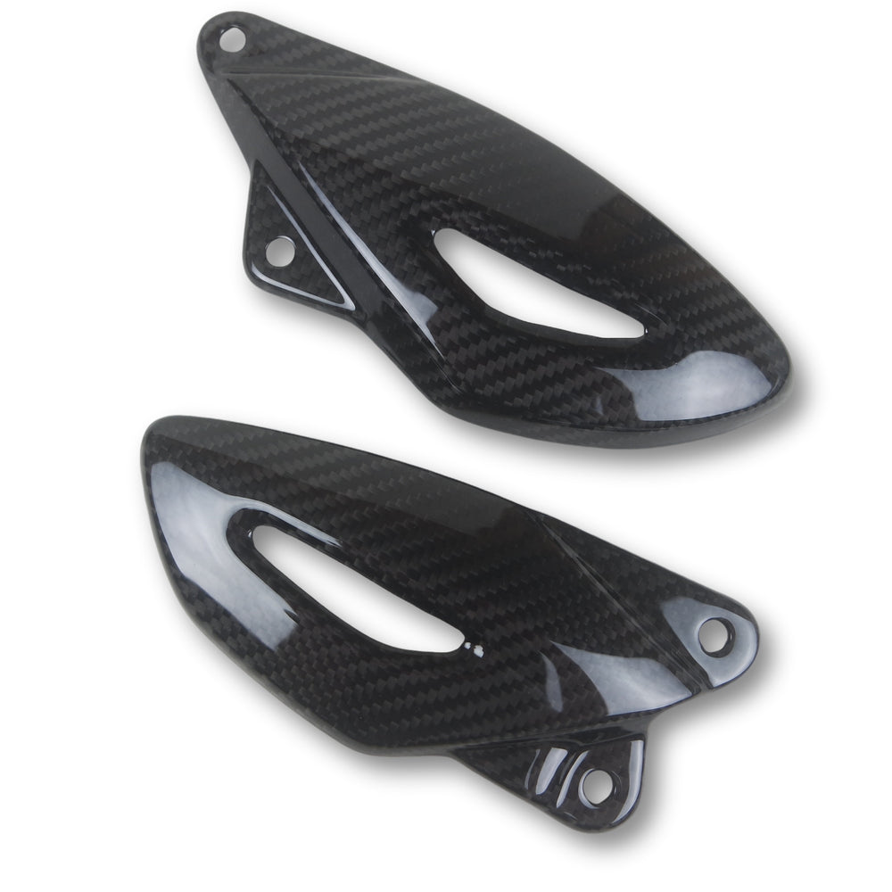 Carbon Heel Plates Triumph 675 Street Triple 06-12 Twill Gloss
